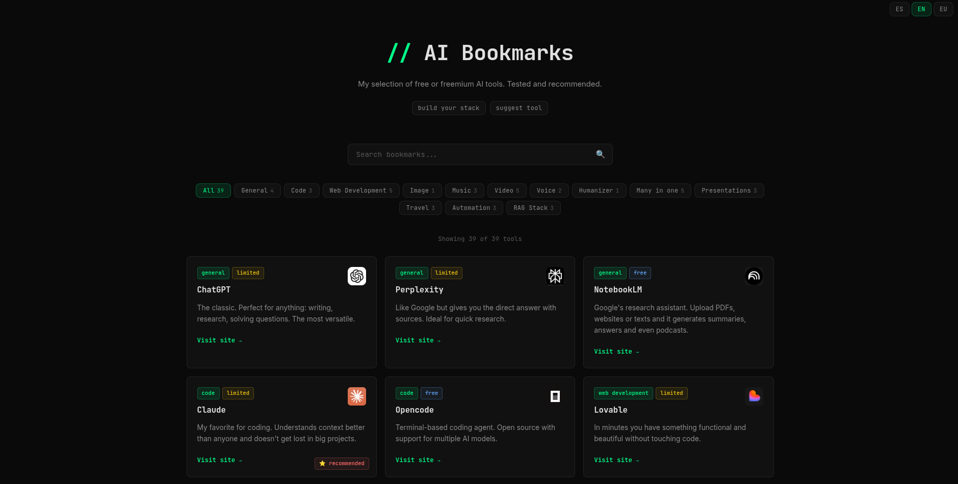 AI Bookmarks preview